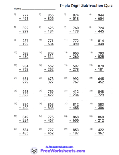 Quiz Review Worksheet