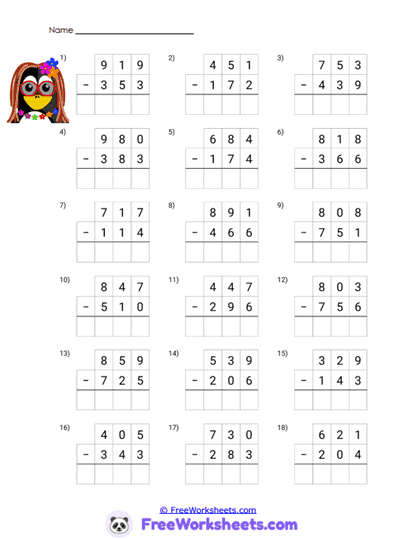 Regroup Practice Worksheet