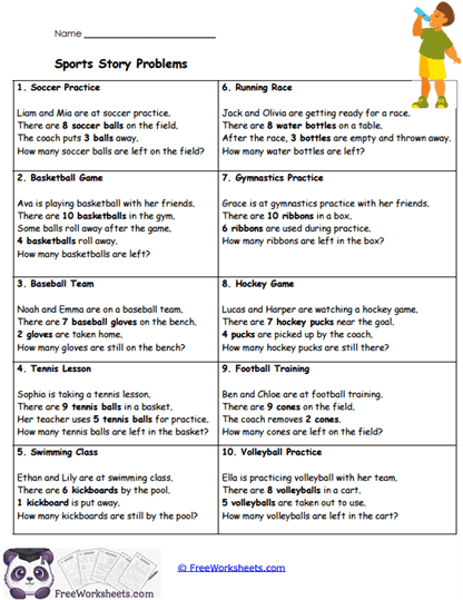 Sports Math Worksheet