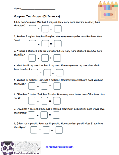 Spot the Difference Worksheet