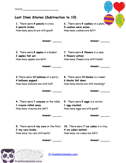 Lost and Found Worksheet