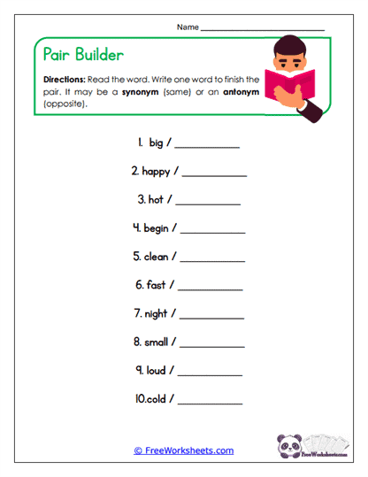 Pair Builder Worksheet