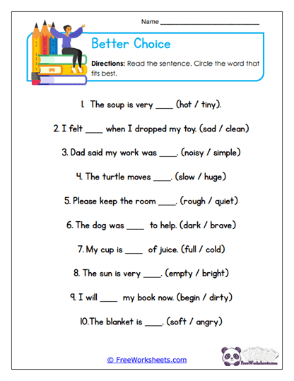 Better Choice Worksheet
