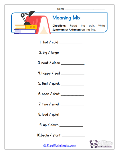 Meaning Mix Worksheet