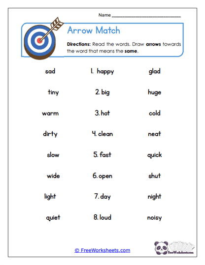 Arrow Match Worksheet