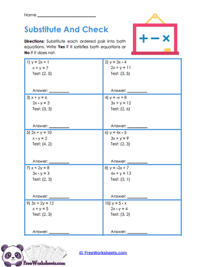 Solution Check Worksheet