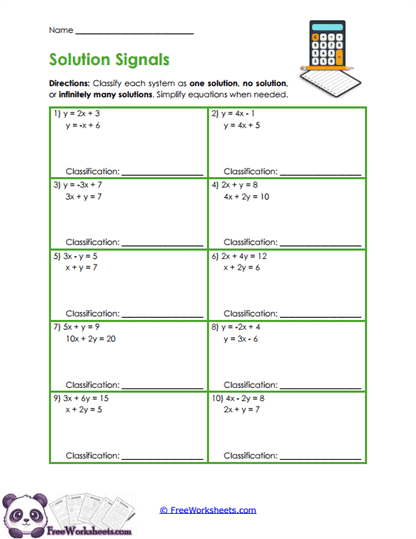 Solution Types Worksheet