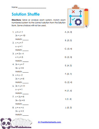 Solution Match Worksheet