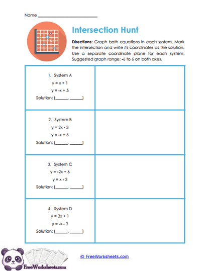 Graph Intersections Worksheet