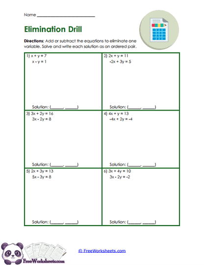 Elimination Practice Worksheet