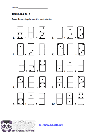 Dominoes to 5 Worksheet