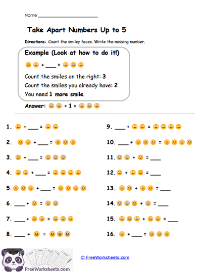 Take Apart Numbers Worksheet