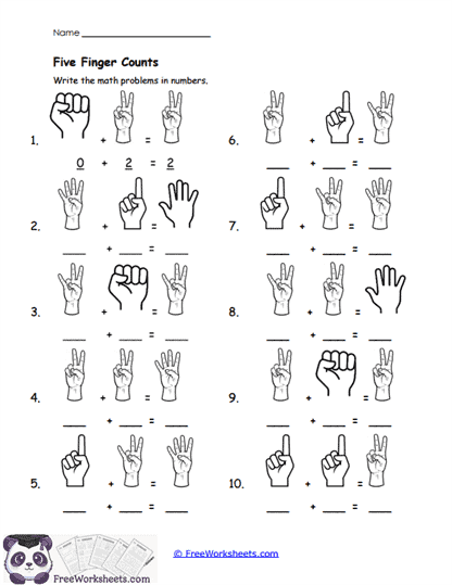 Five Finger Counts Worksheet