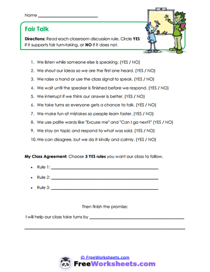 Fair Talk Worksheet