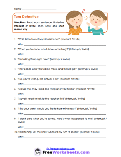 Turn Detective Worksheet