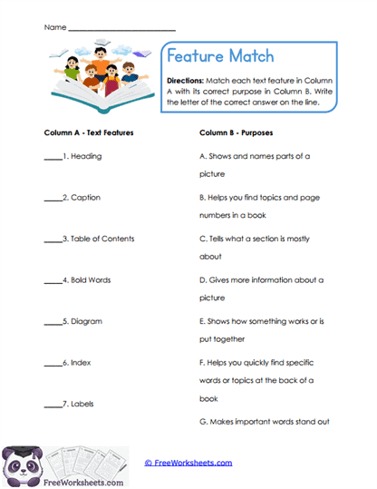 Feature Match Worksheet