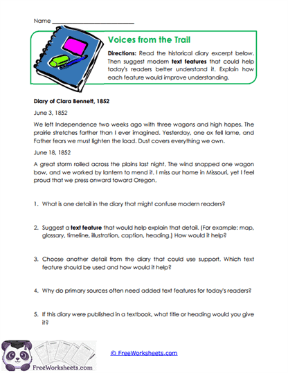 Voices from the Trail Worksheet