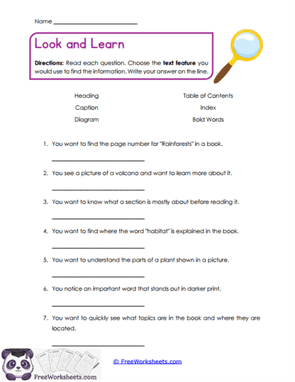 Look and Learn Worksheet