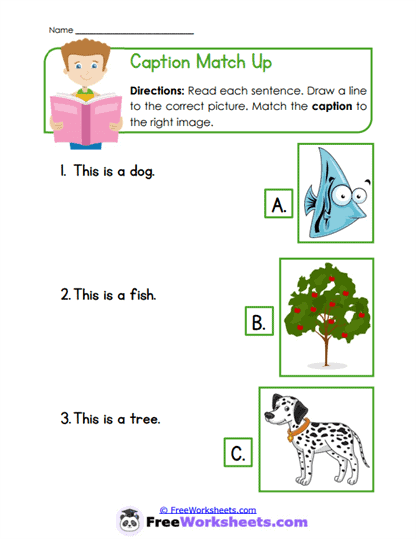 Caption Connections Worksheet