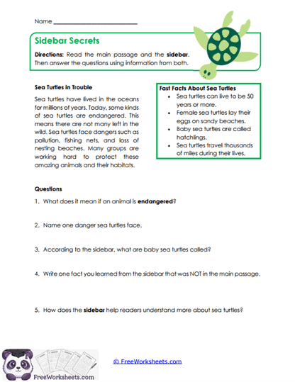 Sidebar Secrets Worksheet