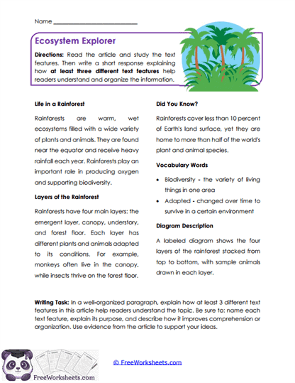 Ecosystem Explorer Worksheet