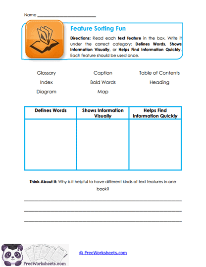 Feature Sorting Worksheet