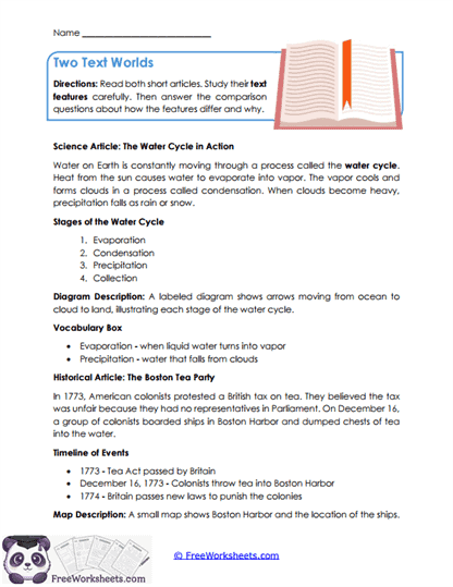 Two Text Worlds Worksheet