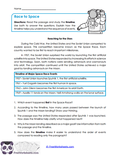Race to Space Worksheet