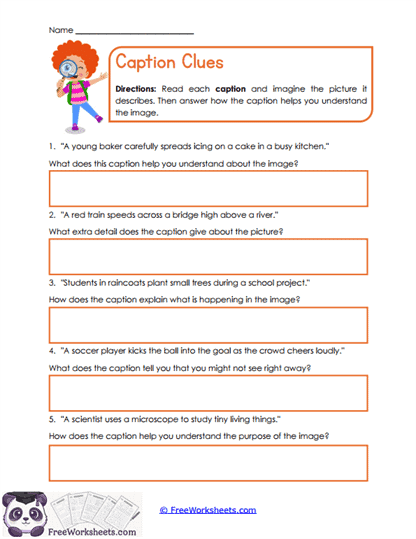 Caption Clues Worksheet