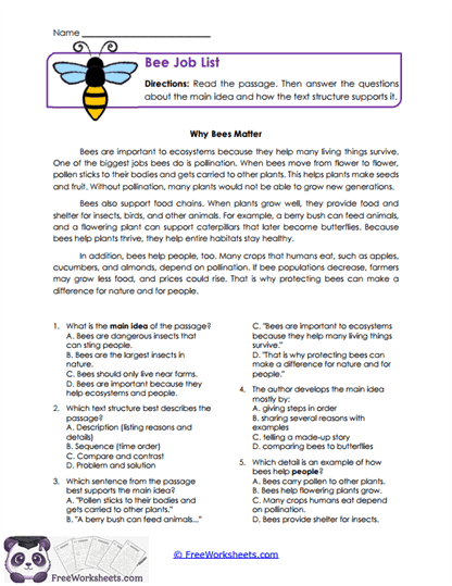 5th Grade Text Structure Worksheet Collection