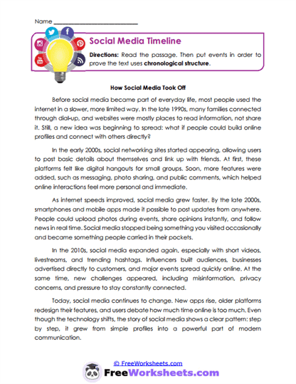 Social Media Timeline Worksheet