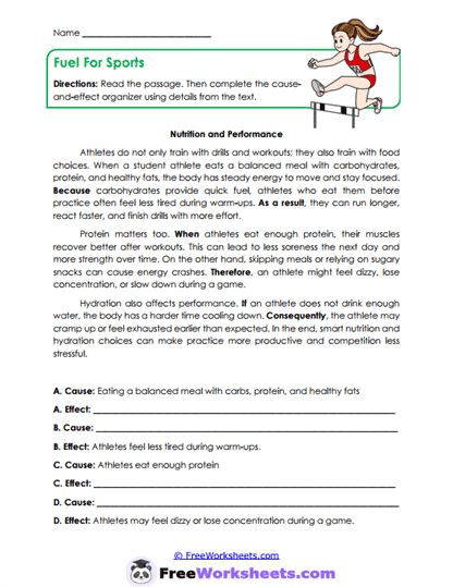 Fuel For Sports Worksheet