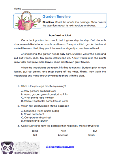 Garden Timeline Worksheet