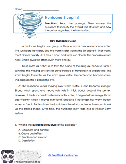 Hurricane Blueprint Worksheet