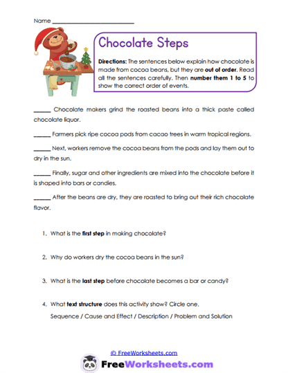 Chocolate Steps Worksheet