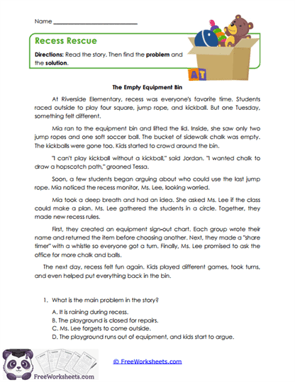 Recess Rescue Worksheet