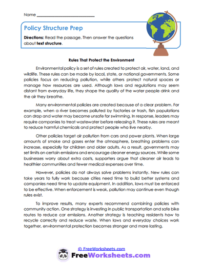 Policy Structure Prep Worksheet