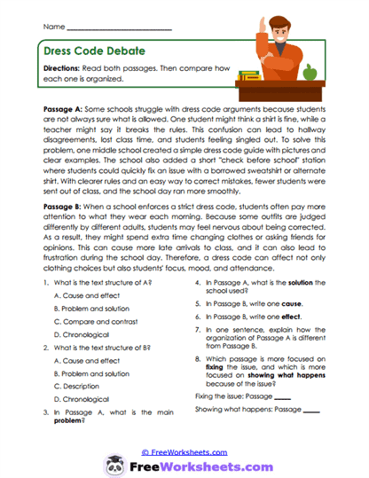 Dress Code Debate Worksheet