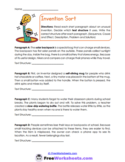 Invention Sort Worksheet