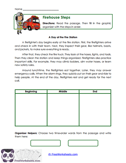 Firehouse Steps Worksheet