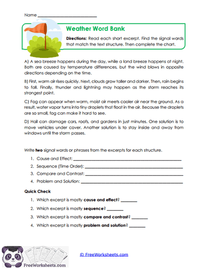 Weather Word Bank Worksheet