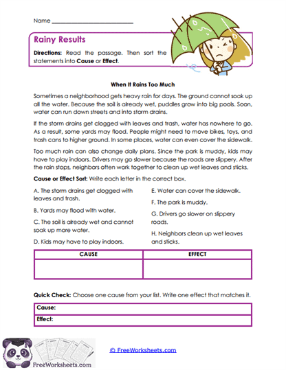 Rainy Results Worksheet