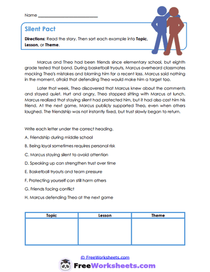 Silent Pact Worksheet