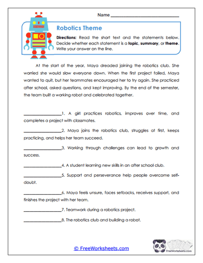 Theme Tracker Worksheet