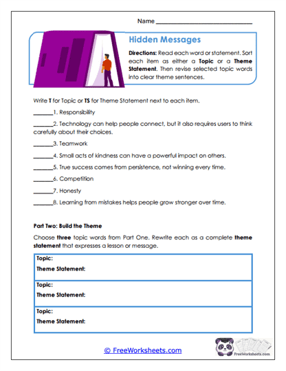 Hidden Messages Worksheet