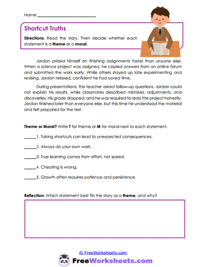 Shortcut Truths Worksheet