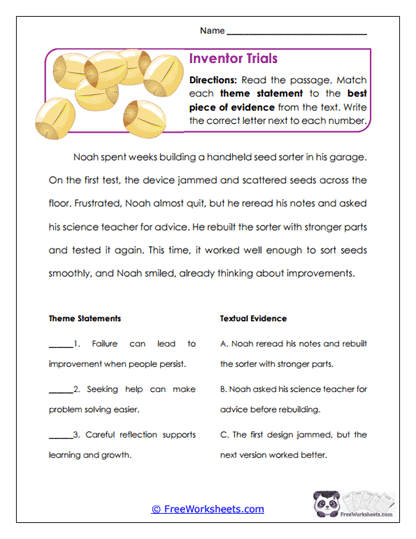Theme Evidence Worksheet