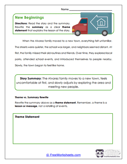 Fresh Starts Worksheet
