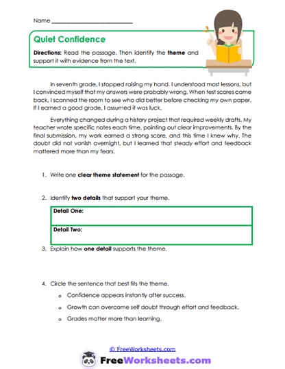 Quiet Confidence Worksheet