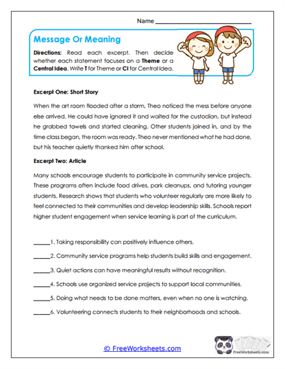 Message Or Meaning Worksheet